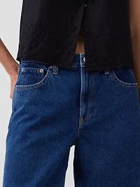 Mid Rise Longline Denim Shorts