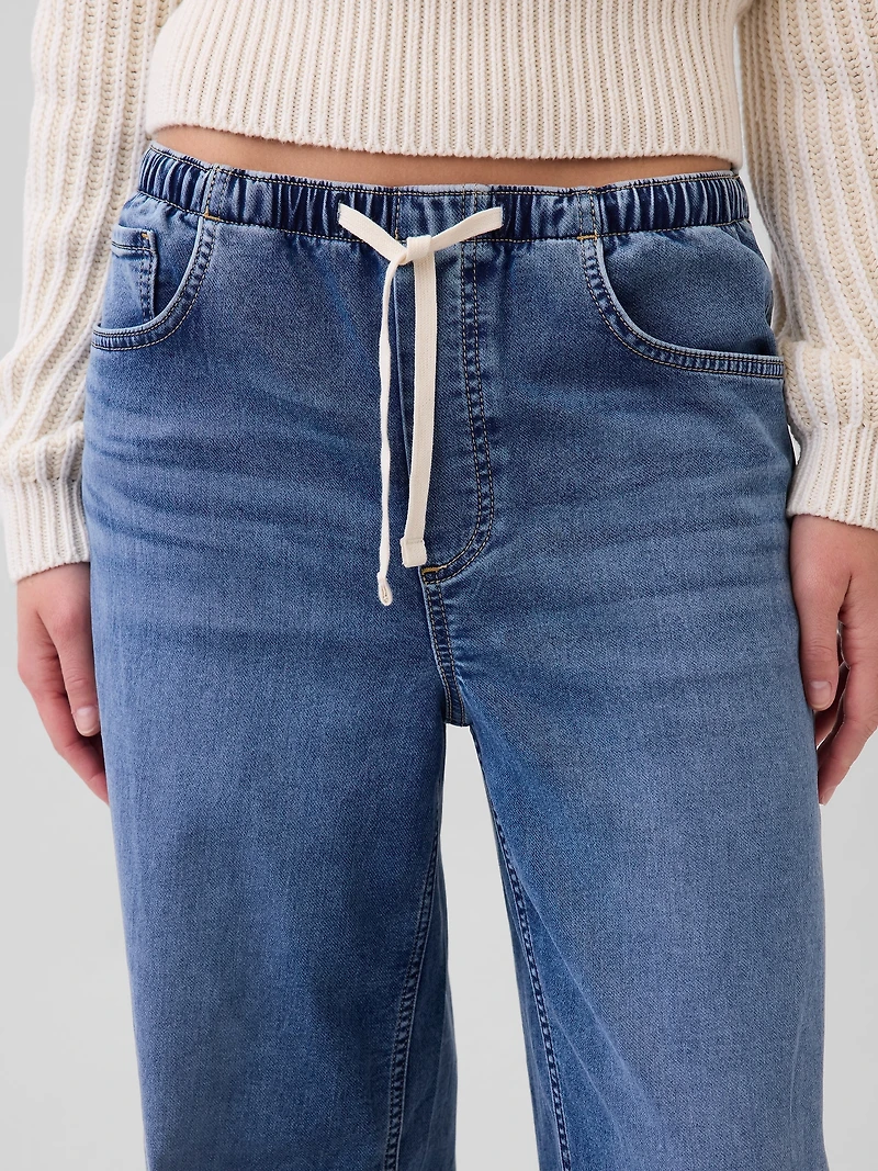 Mid Rise Knit Easy Baggy Jeans