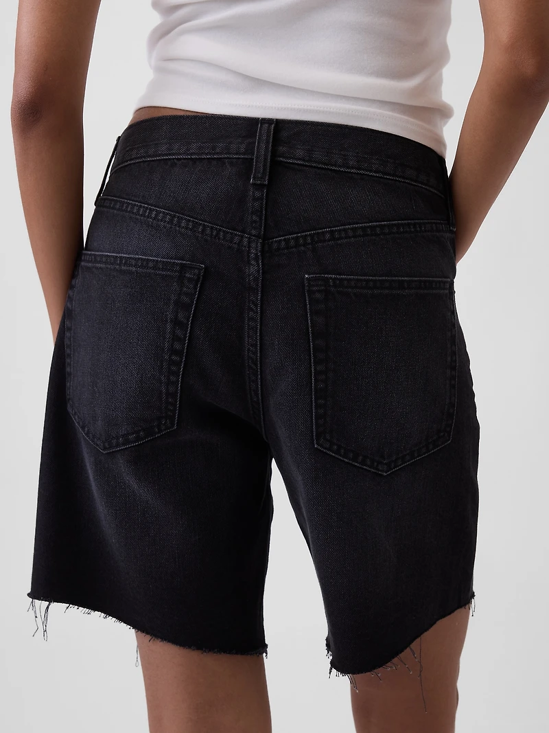 8" Mid Rise Loose Denim Bermuda Shorts