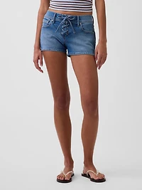 3" Low Rise Lace-Up Denim Shorts