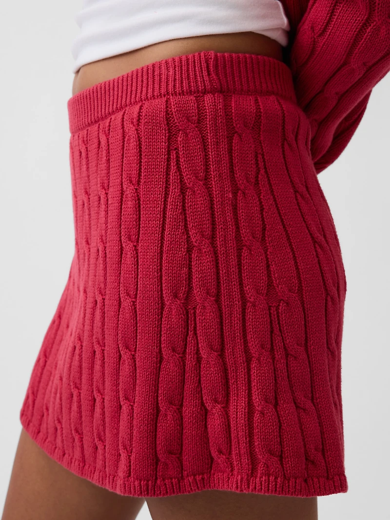 100% Cotton Cable-Knit Mini Skort