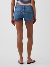 3" Low Rise Lace-Up Denim Shorts