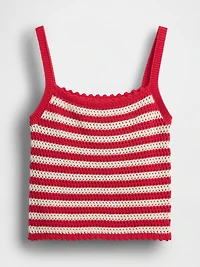 Crochet Stripe Crop Sweater Tank Top