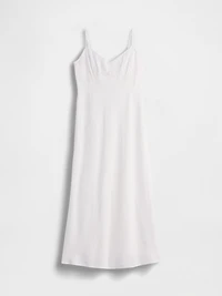 Linen-Blend Embroidered PJ Cami Midi Dress