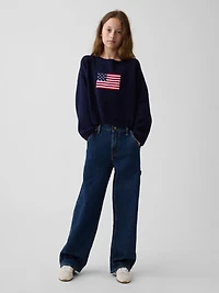 Kids Crochet Oversized Americana Sweater