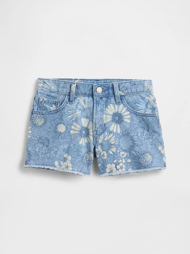 Kids Low Rise Stride Floral Denim Shorts