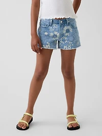 Kids Low Rise Stride Floral Denim Shorts