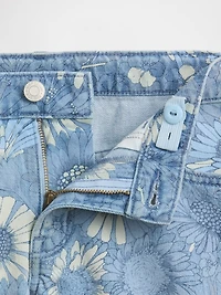 Kids Low Rise Stride Floral Denim Shorts