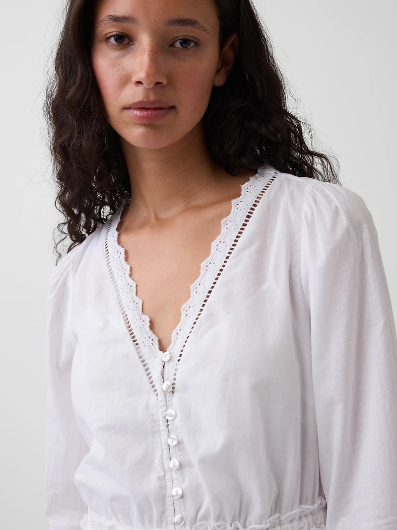 Lace-Trim Mini Dress