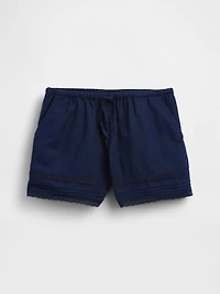Kids Linen-Cotton Lace-Trim Easy Shorts