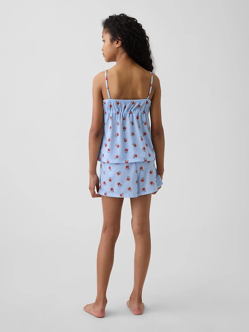 Kids Recycled PJ Ruffle Cami Short Set