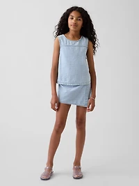 Kids Gingham Denim Shell Tank Top