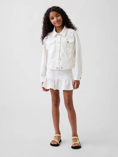 Kids Denim Ruffle Mini Skirt