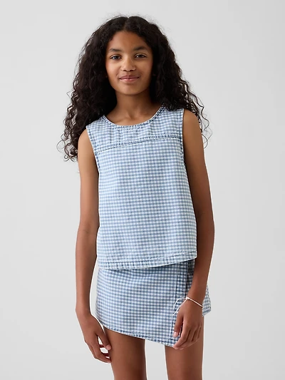 Kids Gingham Denim Shell Tank Top