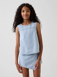 Kids Gingham Denim Shell Tank Top