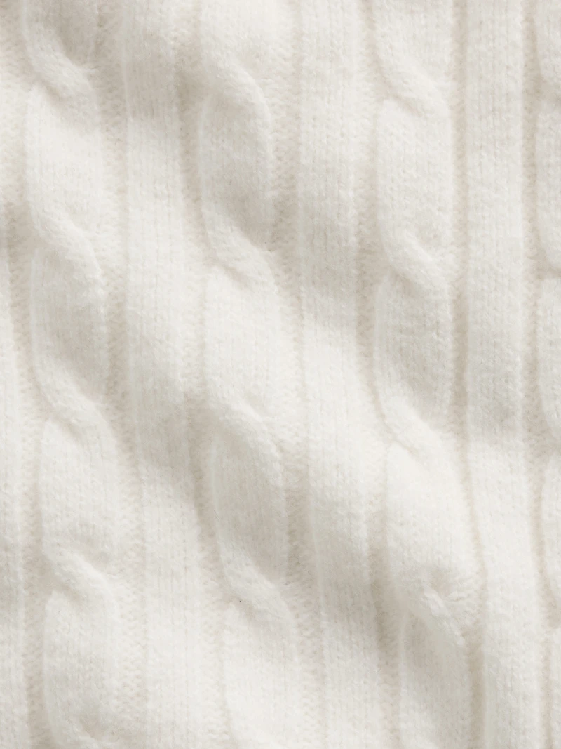 CashSoft Cable-Knit Crop Zip Cardigan