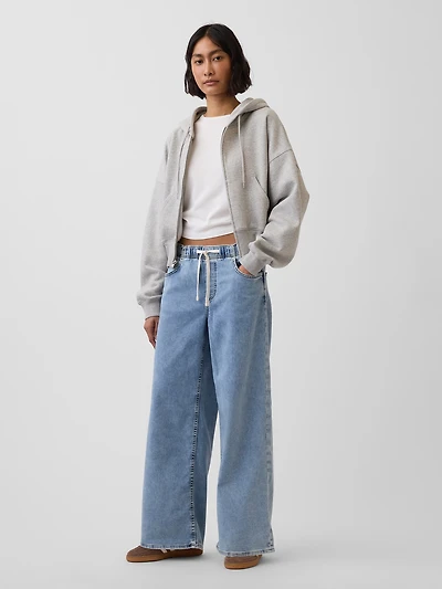 Mid Rise Knit Easy Baggy Jeans