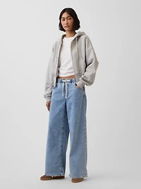 Mid Rise Knit Easy Baggy Jeans