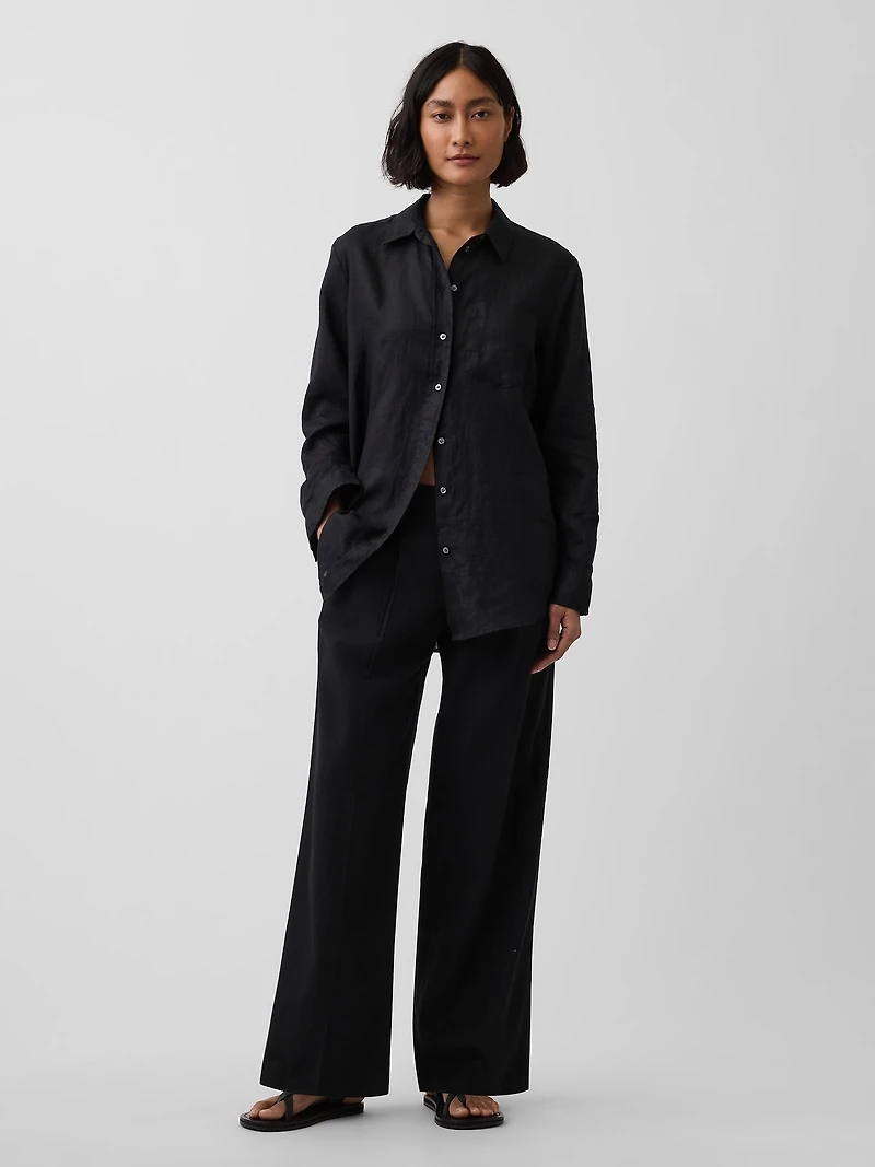 365 Low Rise Linen-Blend Trousers