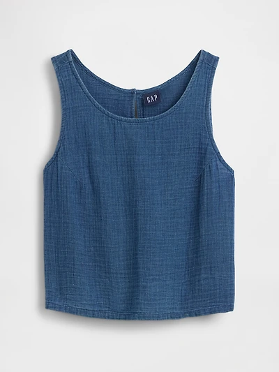 Cotton Gauze Denim Shell Tank Top