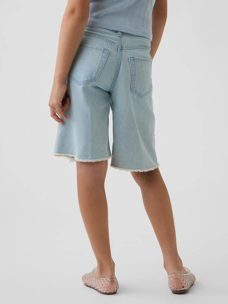 Kids Low Rise Longline Denim Shorts