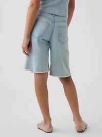 Kids Low Rise Longline Denim Shorts