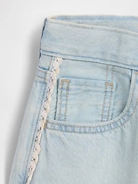 Kids Low Rise Longline Denim Shorts