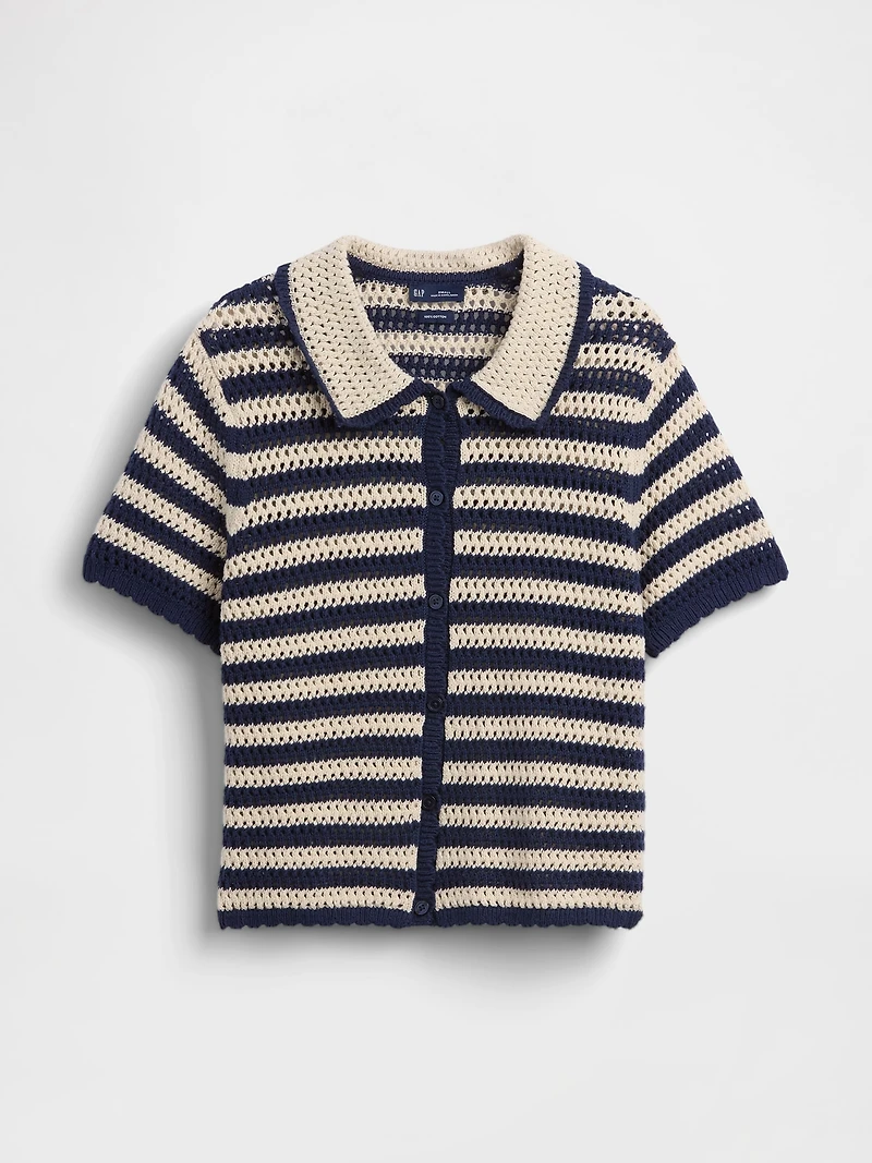 Crochet Relaxed Sweater Shirt