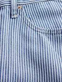 High Rise UltraSoft Denim Stripe Barrel Jeans