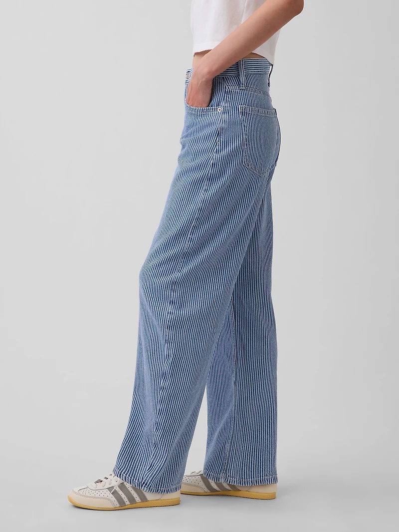 High Rise UltraSoft Denim Stripe Barrel Jeans