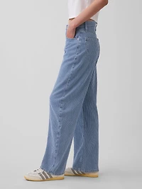 High Rise UltraSoft Denim Stripe Barrel Jeans