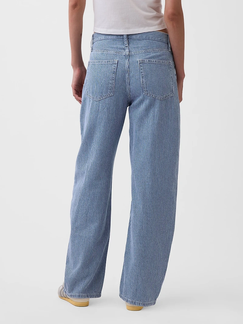 High Rise UltraSoft Denim Stripe Barrel Jeans