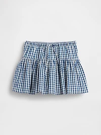Kids Gingham Denim Tiered Skort