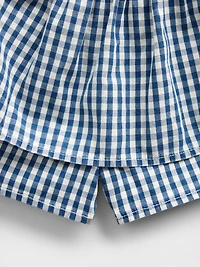Kids Gingham Denim Tiered Skort