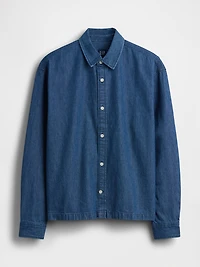 Denim Relaxed Straight-Hem Shirt
