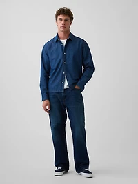 Denim Relaxed Straight-Hem Shirt
