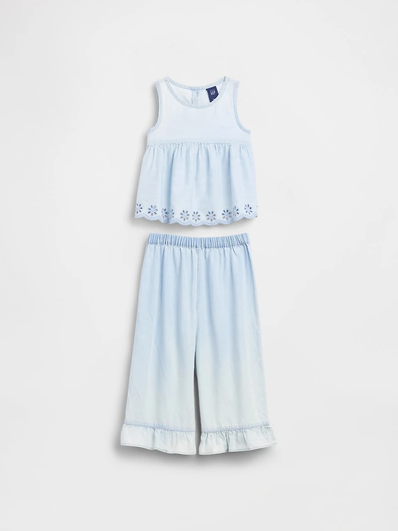 Baby & Toddler Eyelet Denim Outfit Set