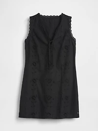 Linen-Blend Embroidered Mini Shift Dress