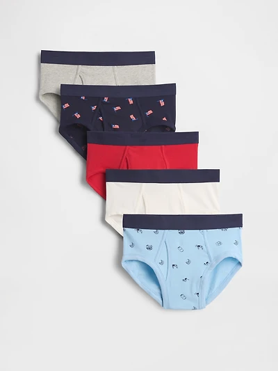 Kids Organic Stretch Cotton Americana Briefs (5-Pack)