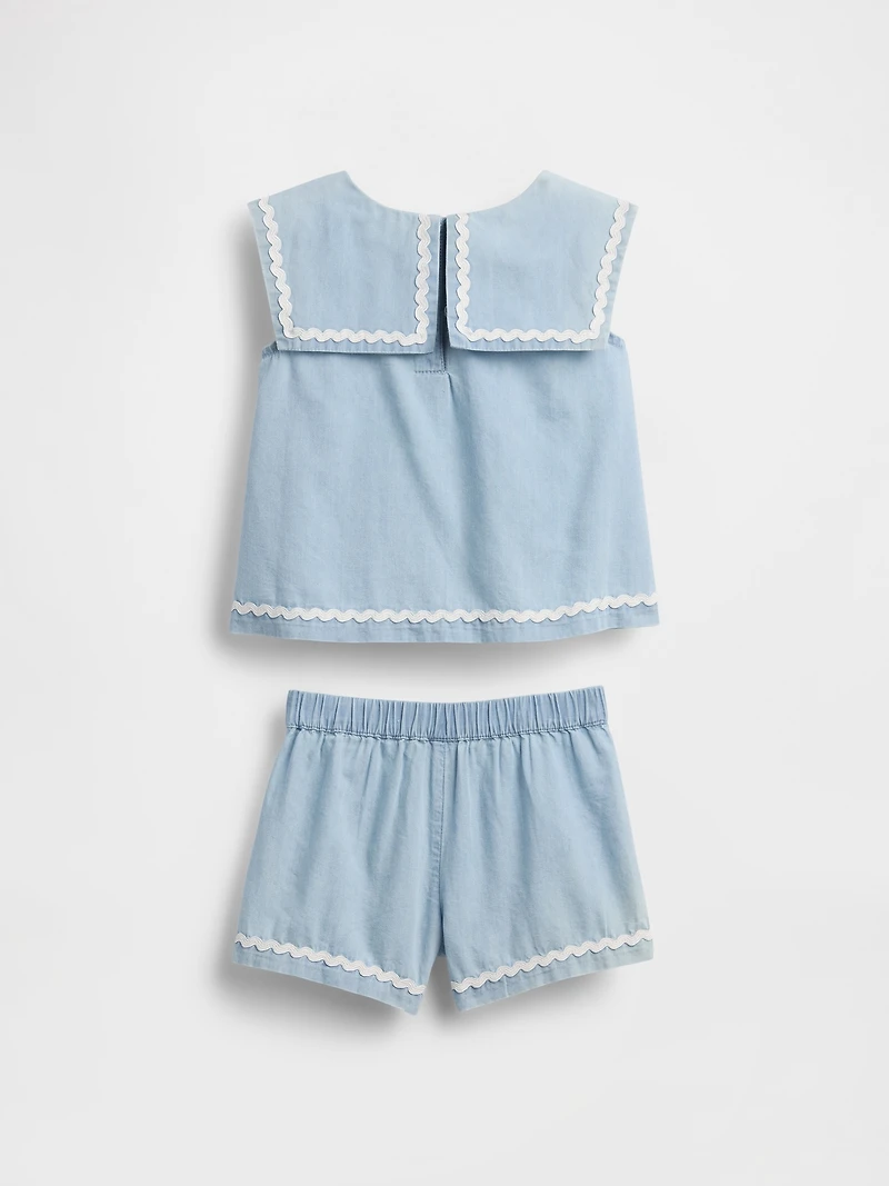 Baby & Toddler Denim Bow Outfit Set