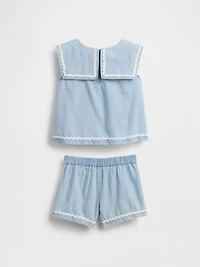 Baby & Toddler Denim Bow Outfit Set