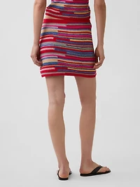 100% Cotton Stripe Mini Sweater Skort