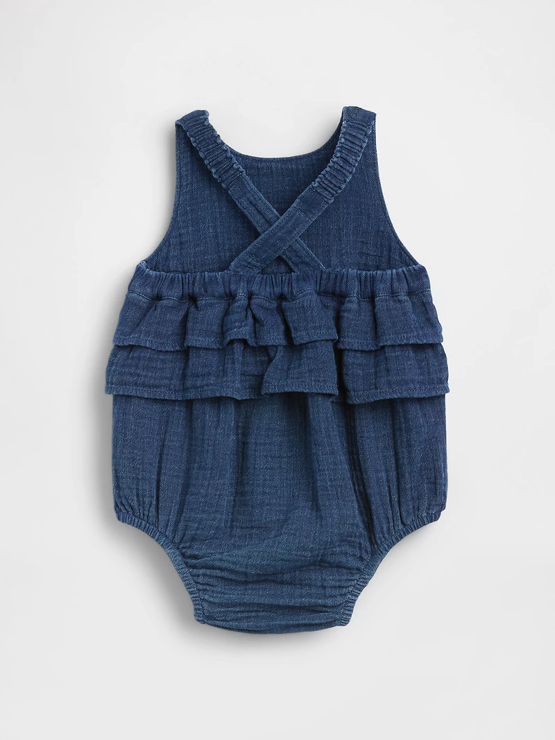 Baby Cotton Gauze Denim Bubble Bodysuit