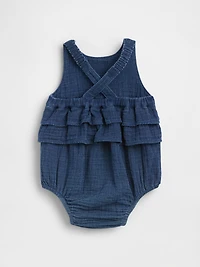 Baby Cotton Gauze Denim Bubble Bodysuit