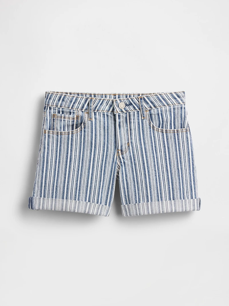 Kids Denim Stripe Midi Shorts