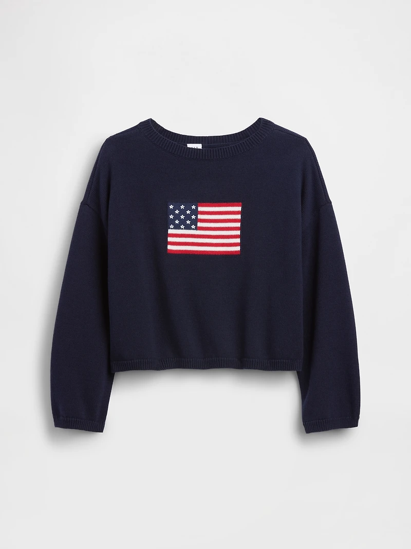 Kids Crochet Oversized Americana Sweater