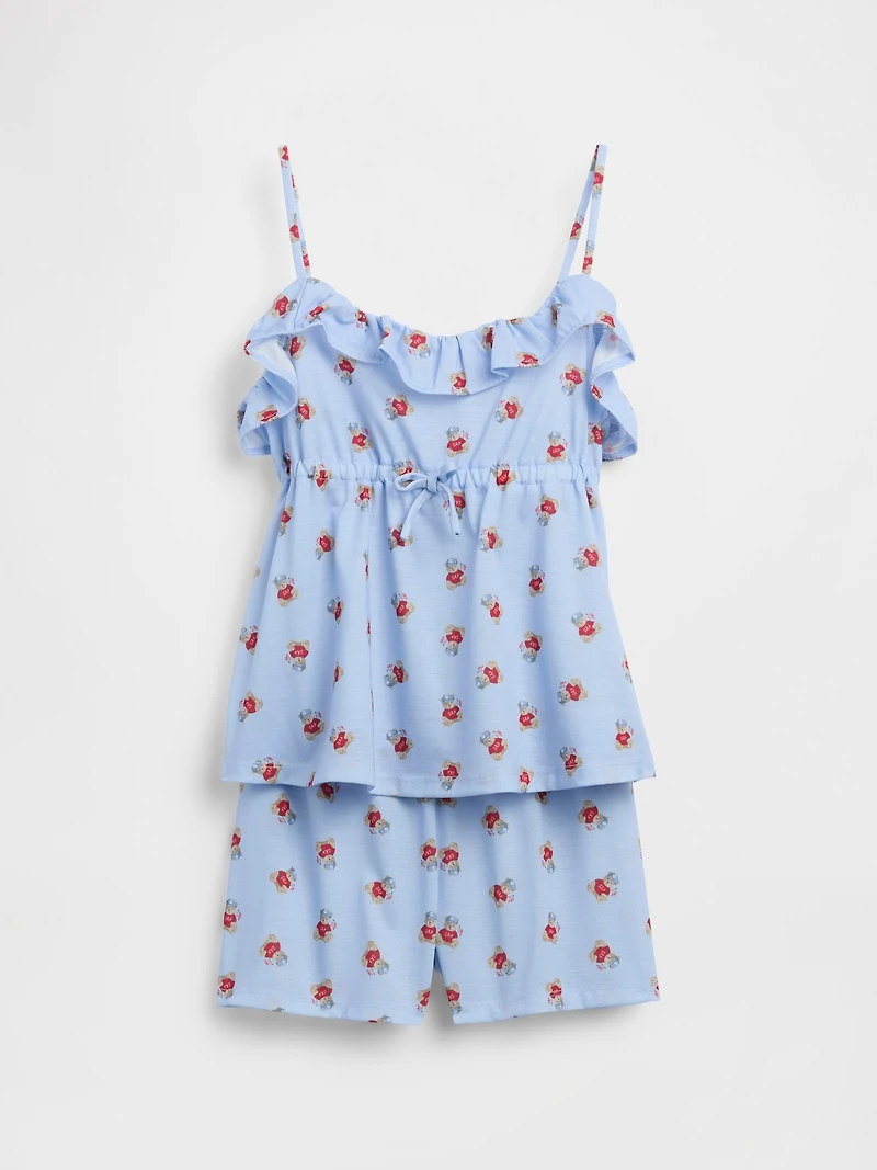 Kids Recycled PJ Ruffle Cami Short Set