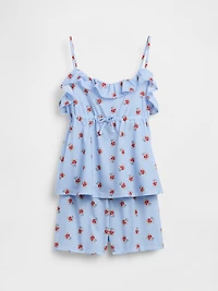 Kids Recycled PJ Ruffle Cami Short Set