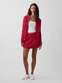 100% Cotton Cable-Knit Zip Cardigan