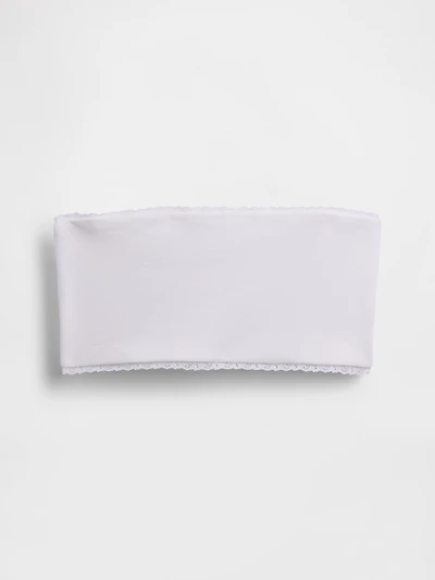 Organic Stretch Cotton Lace-Trim Bandeau Bralette